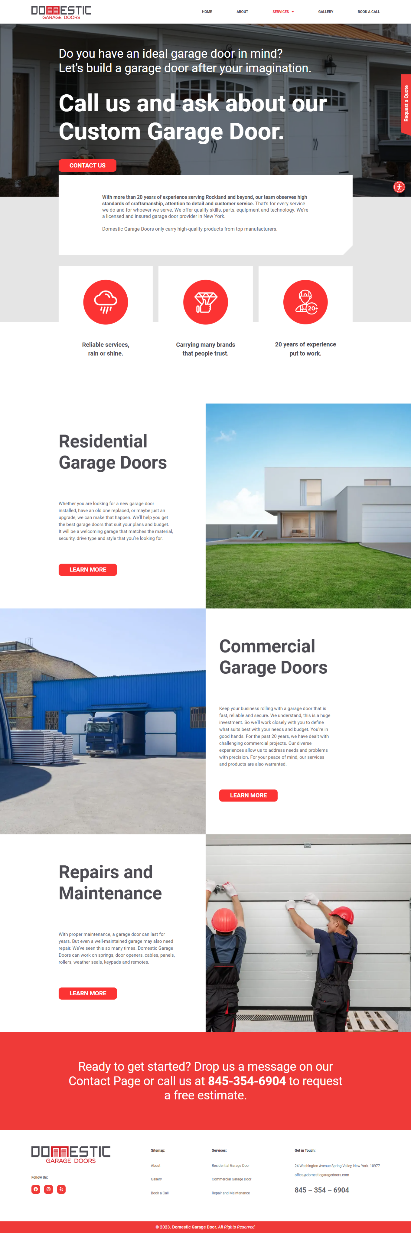 Domestic Garage Doors website Services page copywriting by Vergielyn Cubol, residential, commercial, and repair service narratives