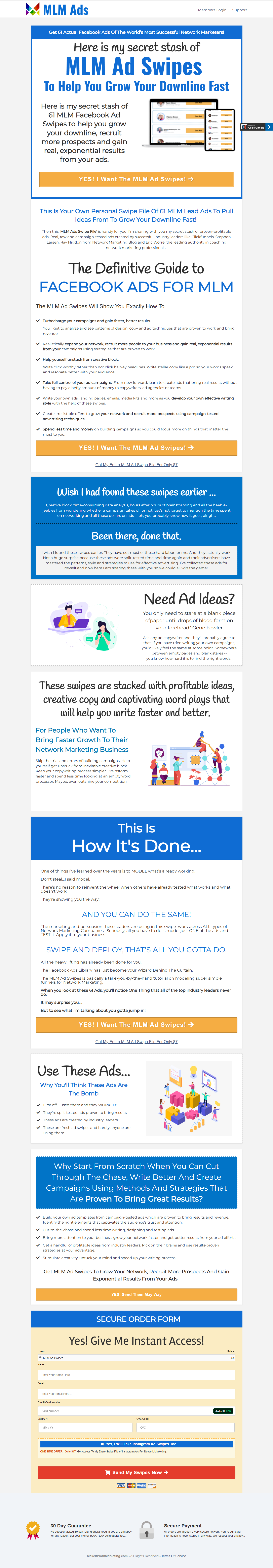 MLM Ads direct response landing page copywriting by Vergielyn Cubol, sales page for a curated Facebook ad swipe file for network marketers