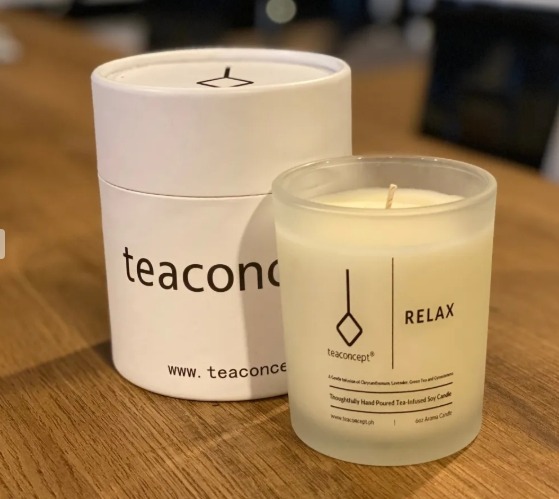 Teaconcept Relax tea-infused soy candle set with tube packaging, copywriting by Vergielyn Cubol