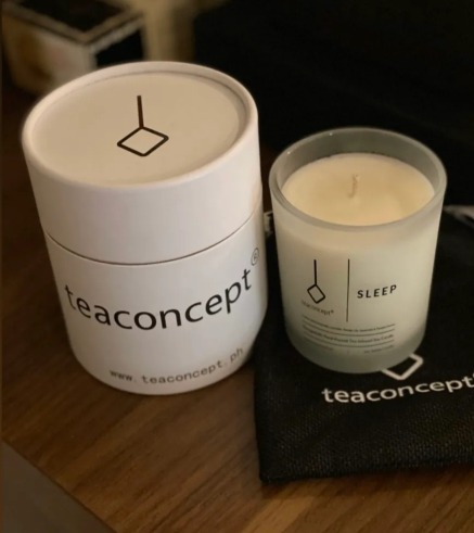 Teaconcept Sleep tea-infused soy candle with tube and pouch packaging, copywriting by Vergielyn Cubol
