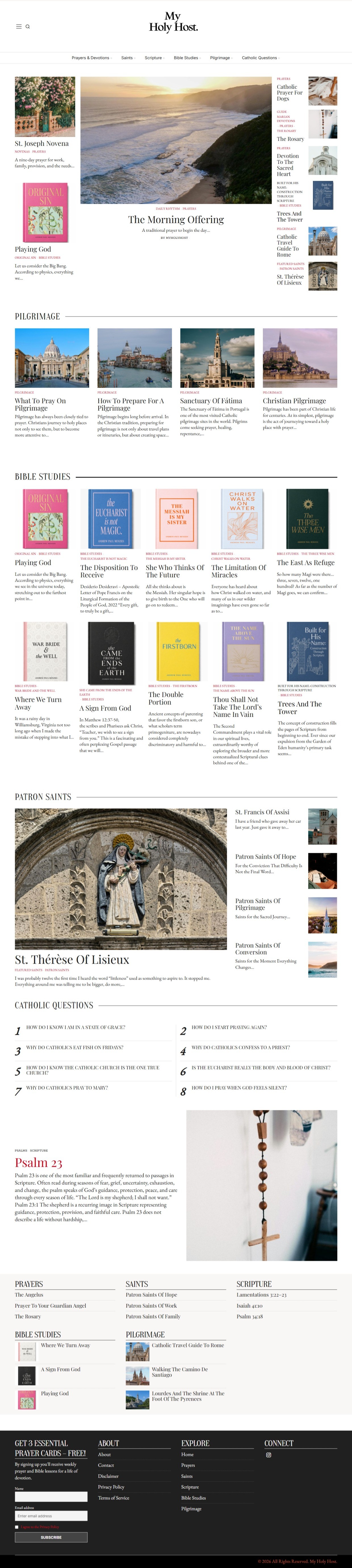 My Holy Host website homepage, Catholic devotional publication designed and built on WordPress by Vergielyn Cubol